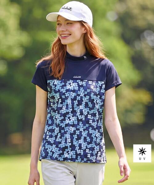 adabat（アダバット）の「【UVカット】クローバープリント切替モックT（Tシャツ/カットソー・レディース・ネイビー系/ピンク系1/グレー系・42/40/38）」の3枚目の写真