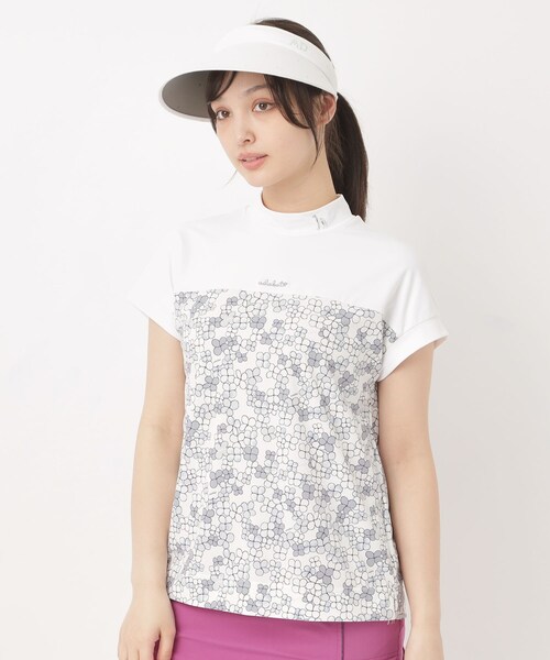 adabat（アダバット）の「【UVカット】クローバープリント切替モックT（Tシャツ/カットソー・レディース・ネイビー系/ピンク系1/グレー系・42/40/38）」の4枚目の写真