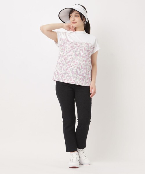 adabat（アダバット）の「【UVカット】クローバープリント切替モックT（Tシャツ/カットソー・レディース・ネイビー系/ピンク系1/グレー系・42/40/38）」の14枚目の写真