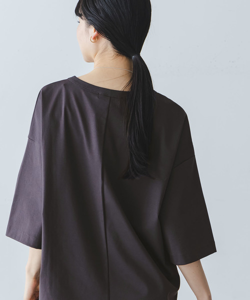 Noble（ノーブル）の「コクーンオーバーT（Tシャツ/カットソー・レディース・ブラウン/ホワイト・FREE）」の5枚目の写真