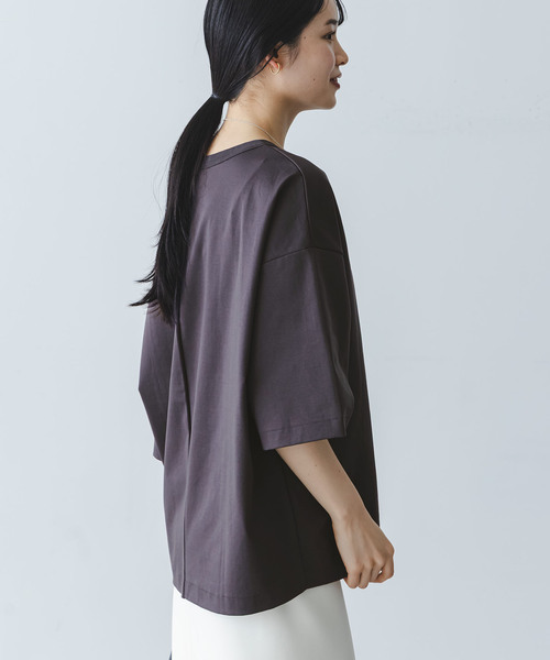 Noble（ノーブル）の「コクーンオーバーT（Tシャツ/カットソー・レディース・ブラウン/ホワイト・FREE）」の9枚目の写真