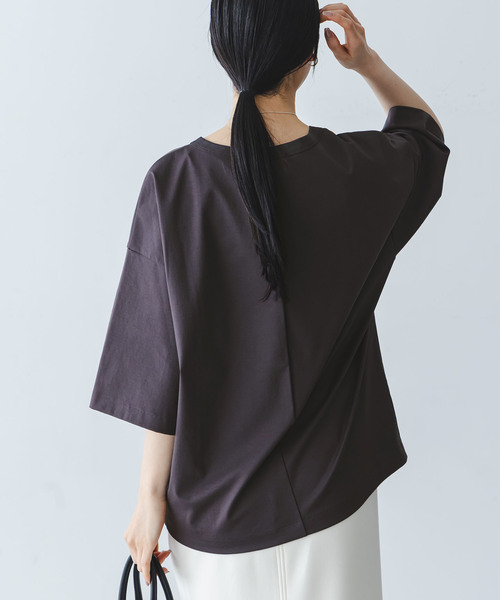 Noble（ノーブル）の「コクーンオーバーT（Tシャツ/カットソー・レディース・ブラウン/ホワイト・FREE）」の10枚目の写真