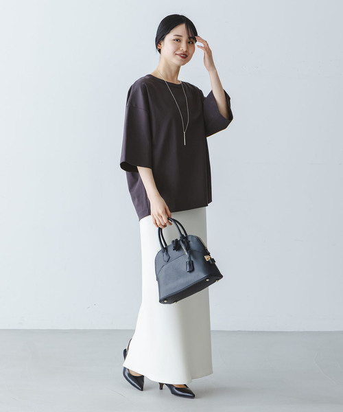 Noble（ノーブル）の「コクーンオーバーT（Tシャツ/カットソー・レディース・ブラウン/ホワイト・FREE）」の11枚目の写真