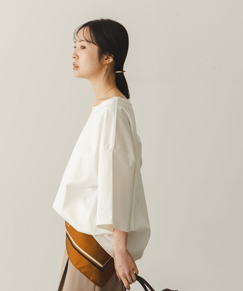 Noble（ノーブル）の「コクーンオーバーT（Tシャツ/カットソー・レディース・ブラウン/ホワイト・FREE）」の16枚目の写真