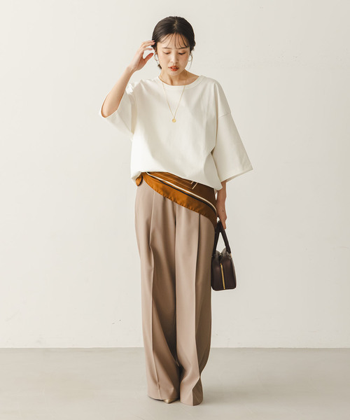 Noble（ノーブル）の「コクーンオーバーT（Tシャツ/カットソー・レディース・ブラウン/ホワイト・FREE）」の17枚目の写真