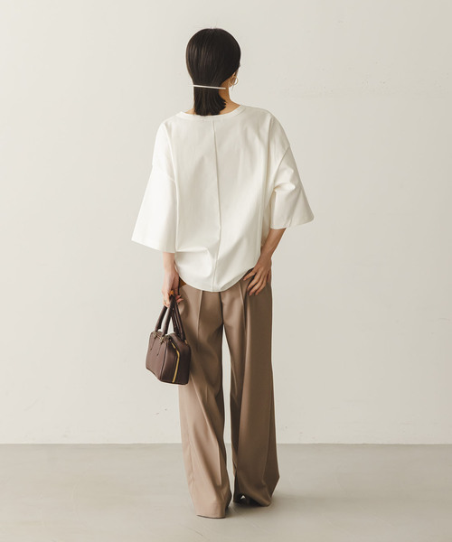 Noble（ノーブル）の「コクーンオーバーT（Tシャツ/カットソー・レディース・ブラウン/ホワイト・FREE）」の18枚目の写真