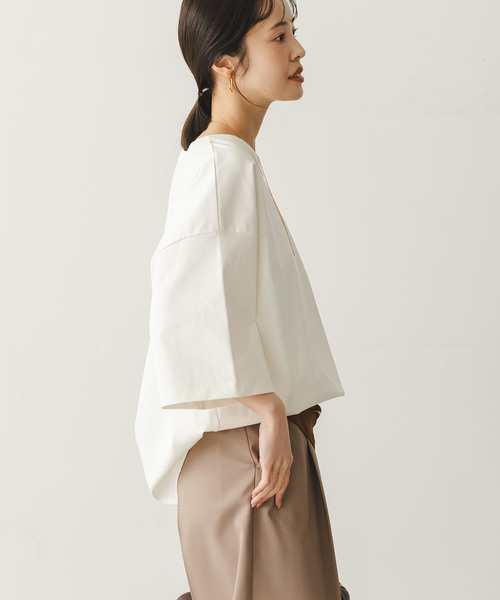 Noble（ノーブル）の「コクーンオーバーT（Tシャツ/カットソー・レディース・ブラウン/ホワイト・FREE）」の20枚目の写真