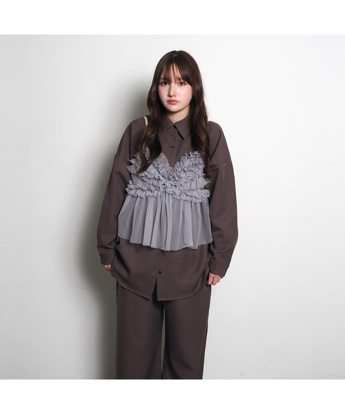 RADIO EVA（ラヂオエヴァ）の「RADIO EVA A326 EVANGELION Tulle Camisole（キャミソール・レディース・グレー/ブラック/オリーブ/パープル・FREE）」の9枚目の写真