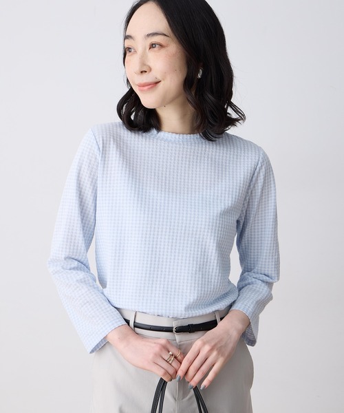 DECOY SINCE 1981(デコイシンスイチキュウハチイチ)の「サッカーギンガムプルオーバー【大きいサイズあり】(Tシャツ/カットソー・レディース・サックスブルー/ネイビー/グリーン・M/L/LL/3L/4L)」の2枚目の写真