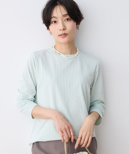 DECOY SINCE 1981(デコイシンスイチキュウハチイチ)の「サッカーギンガムプルオーバー【大きいサイズあり】(Tシャツ/カットソー・レディース・サックスブルー/ネイビー/グリーン・M/L/LL/3L/4L)」の3枚目の写真