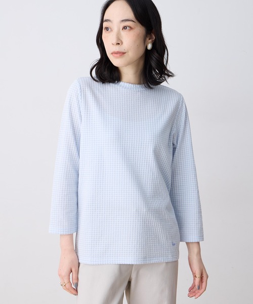 DECOY SINCE 1981(デコイシンスイチキュウハチイチ)の「サッカーギンガムプルオーバー【大きいサイズあり】(Tシャツ/カットソー・レディース・サックスブルー/ネイビー/グリーン・M/L/LL/3L/4L)」の18枚目の写真