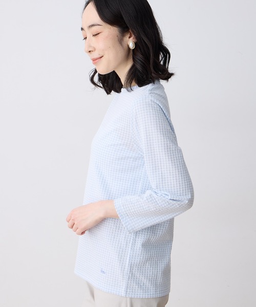 DECOY SINCE 1981(デコイシンスイチキュウハチイチ)の「サッカーギンガムプルオーバー【大きいサイズあり】(Tシャツ/カットソー・レディース・サックスブルー/ネイビー/グリーン・M/L/LL/3L/4L)」の19枚目の写真