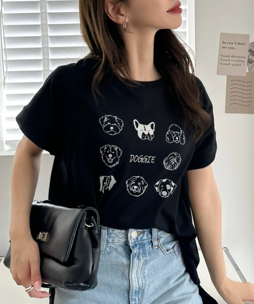 Ada.(エイダ)の「レトロ ドッグ オーバーサイズ Tシャツ(Tシャツ/カットソー・レディース・ブラック/オフホワイト・FREE)」の10枚目の写真