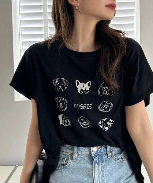 Ada.(エイダ)の「レトロ ドッグ オーバーサイズ Tシャツ(Tシャツ/カットソー・レディース・ブラック/オフホワイト・FREE)」の11枚目の写真