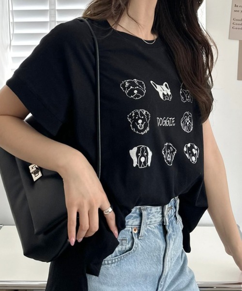 Ada.(エイダ)の「レトロ ドッグ オーバーサイズ Tシャツ(Tシャツ/カットソー・レディース・ブラック/オフホワイト・FREE)」の12枚目の写真