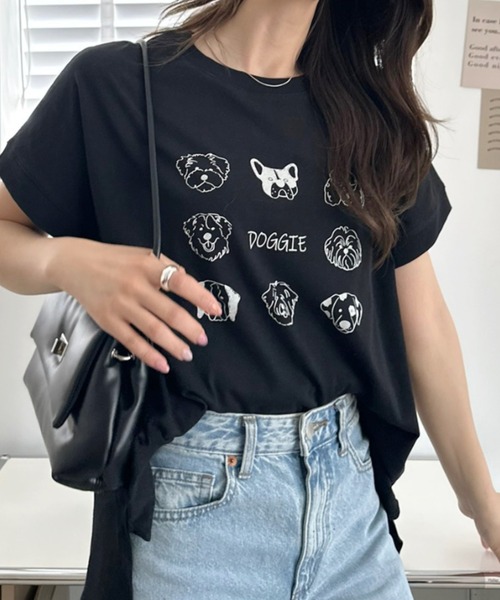 Ada.(エイダ)の「レトロ ドッグ オーバーサイズ Tシャツ(Tシャツ/カットソー・レディース・ブラック/オフホワイト・FREE)」の13枚目の写真