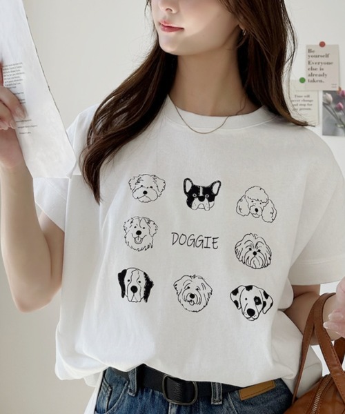 Ada.(エイダ)の「レトロ ドッグ オーバーサイズ Tシャツ(Tシャツ/カットソー・レディース・ブラック/オフホワイト・FREE)」の7枚目の写真