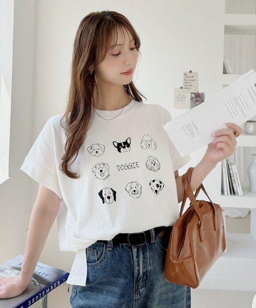 Ada.(エイダ)の「レトロ ドッグ オーバーサイズ Tシャツ(Tシャツ/カットソー・レディース・ブラック/オフホワイト・FREE)」の8枚目の写真