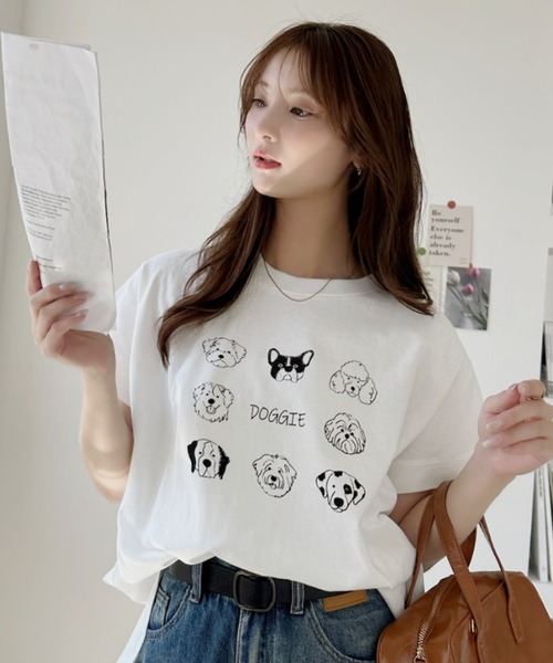Ada.(エイダ)の「レトロ ドッグ オーバーサイズ Tシャツ(Tシャツ/カットソー・レディース・ブラック/オフホワイト・FREE)」の3枚目の写真