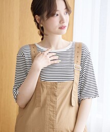 メロークルーネック リブ半袖ゆるTシャツ
