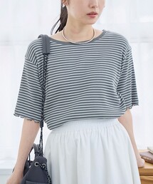 メロークルーネック リブ半袖ゆるTシャツ