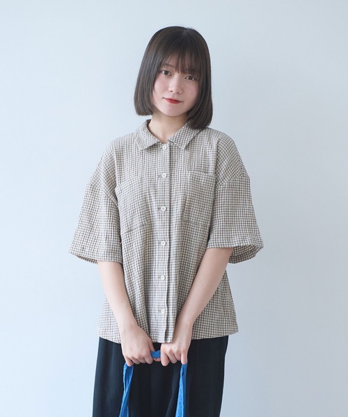 未着用☆ビュルデサボン（bulle de savon）soraブラウス bulle de savon（ビュルデサボン）の「mini check シャツ（シャツ