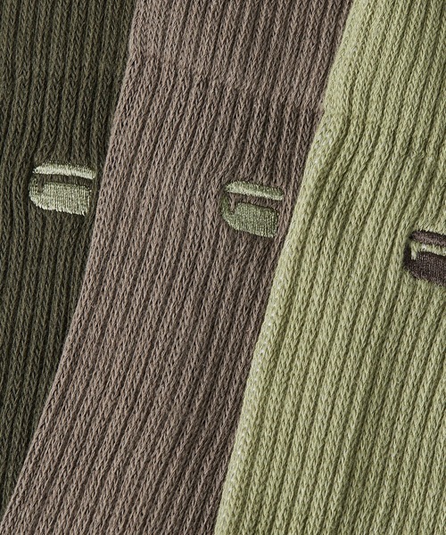G-STAR(ジースター)の「Sloughy Socks 3-Pack/ワンポイントロゴソックス3枚組(ソックス/靴下・メンズ・グリーン系その他/ホワイト系その他・39-42)」の12枚目の写真