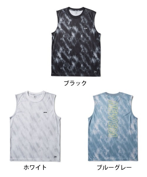 NEW ERA(ニューエラ)の「【NEW ERA】スリーブレス テックTシャツ タイダイ Allover Wordmark Logo(Tシャツ/カットソー・メンズ・ホワイト/ブルーグレー/ブラック・L/M)」の22枚目の写真