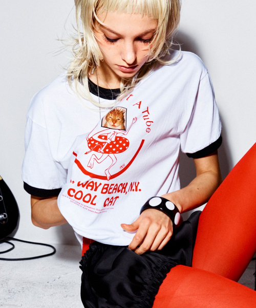HIGHTIDEFRANKIE(ハイタイドフランキー)の「Cool Cat Ringer Tee Black(Tシャツ/カットソー・レディース・ブラック・FREE)」の2枚目の写真