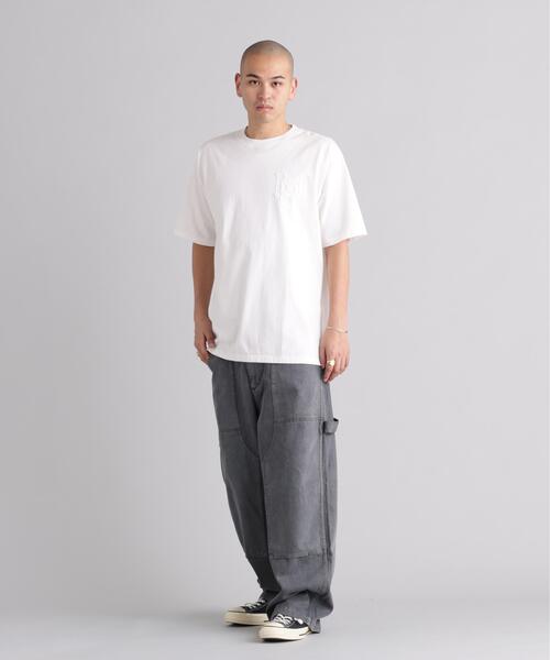 MANASTASH（マナスタッシュ）の「MANASTASH/マナスタッシュ/PUMICE TEE RAW EDGE LOGO（Tシャツ/カットソー・メンズ・ホワイト/ピンク/ブラック・M/XL/L/S）」の9枚目の写真