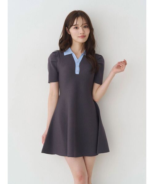 MERCURYDUO(マーキュリーデュオ)の「バイカラースキッパーフレアミニワンピース(ワンピース・レディース・ブラック/チャコールグレー/ベージュ/ライトグレー・FREE)」の5枚目の写真