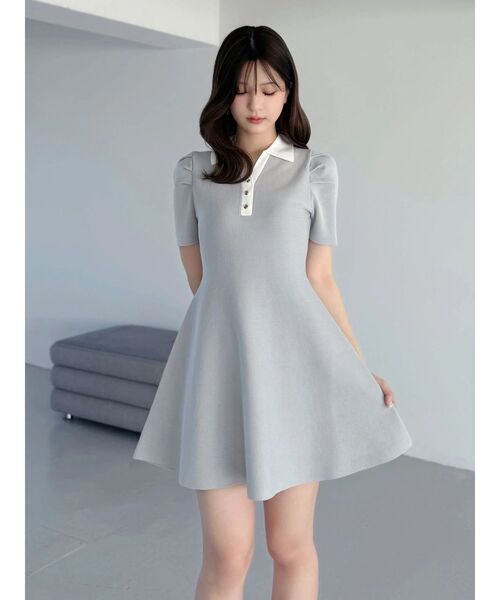 MERCURYDUO(マーキュリーデュオ)の「バイカラースキッパーフレアミニワンピース(ワンピース・レディース・ブラック/チャコールグレー/ベージュ/ライトグレー・FREE)」の9枚目の写真
