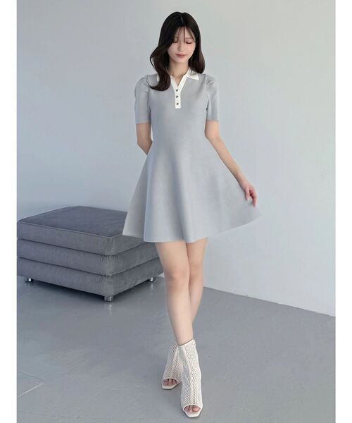 MERCURYDUO(マーキュリーデュオ)の「バイカラースキッパーフレアミニワンピース(ワンピース・レディース・ブラック/チャコールグレー/ベージュ/ライトグレー・FREE)」の11枚目の写真
