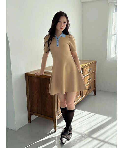 MERCURYDUO(マーキュリーデュオ)の「バイカラースキッパーフレアミニワンピース(ワンピース・レディース・ブラック/チャコールグレー/ベージュ/ライトグレー・FREE)」の21枚目の写真