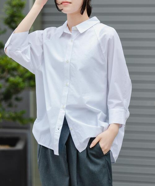 FORK&SPOON（フォークアンドスプーン）の「FORK&SPOON　レギュラーカラーバレルシャツ（シャツ/ブラウス・レディース・ネイビー/チェック/オフホワイト・1）」の2枚目の写真