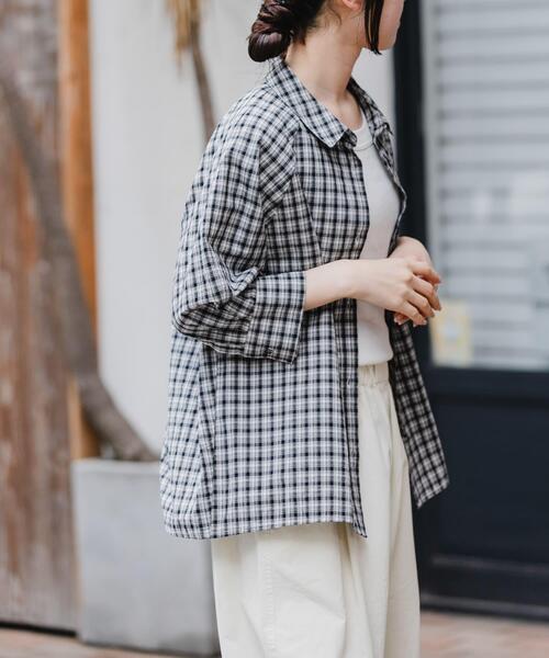 FORK&SPOON（フォークアンドスプーン）の「FORK&SPOON　レギュラーカラーバレルシャツ（シャツ/ブラウス・レディース・ネイビー/チェック/オフホワイト・1）」の15枚目の写真