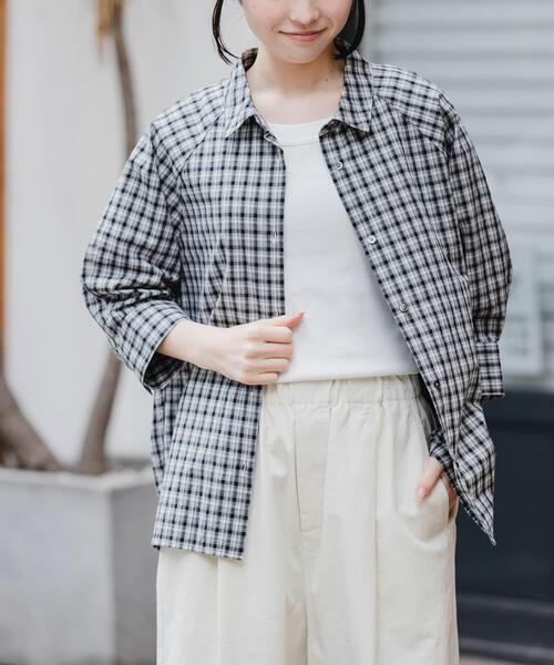 FORK&SPOON（フォークアンドスプーン）の「FORK&SPOON　レギュラーカラーバレルシャツ（シャツ/ブラウス・レディース・ネイビー/チェック/オフホワイト・1）」の16枚目の写真