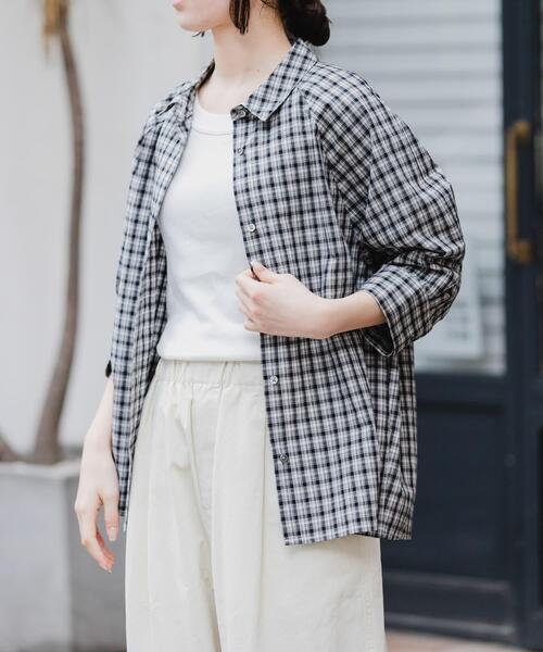 FORK&SPOON（フォークアンドスプーン）の「FORK&SPOON　レギュラーカラーバレルシャツ（シャツ/ブラウス・レディース・ネイビー/チェック/オフホワイト・1）」の18枚目の写真