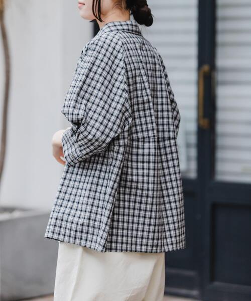 FORK&SPOON（フォークアンドスプーン）の「FORK&SPOON　レギュラーカラーバレルシャツ（シャツ/ブラウス・レディース・ネイビー/チェック/オフホワイト・1）」の19枚目の写真
