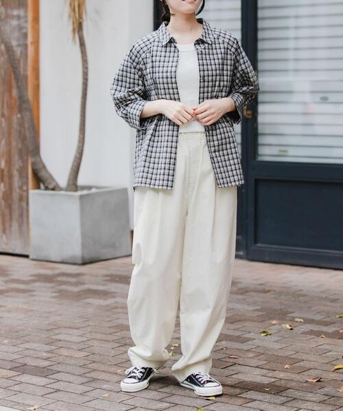 FORK&SPOON（フォークアンドスプーン）の「FORK&SPOON　レギュラーカラーバレルシャツ（シャツ/ブラウス・レディース・ネイビー/チェック/オフホワイト・1）」の21枚目の写真