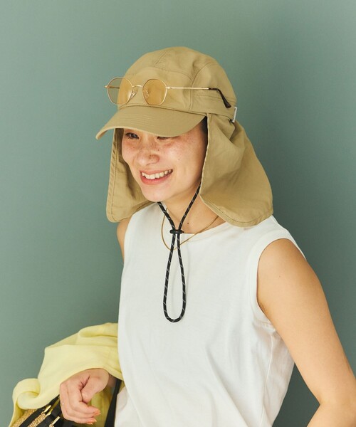 KiU（キウ）の「KiU×FREAK'S STORE/キウ×フリークスストア 別注 遮熱 撥水キャップ UV95カット（キャップ・メンズ・ベージュ/ブラック・ONE SIZE）」の9枚目の写真