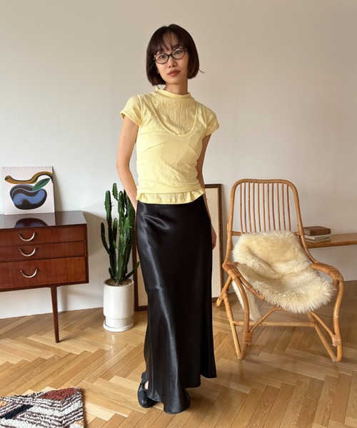 FUULLY STUDIO（フーリィーステューディオ）の「サテンマーメイドスカート（スカート・レディース・アイボリー/ブラック・FREE）」の6枚目の写真