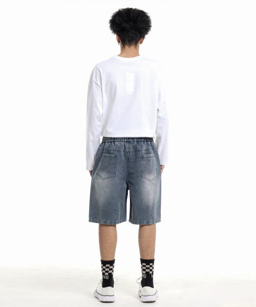 CREAM SODA LAB（クリームソーダラボ）の「サイドトラックショートデニムパンツブルー（その他パンツ・レディース・その他・LARGE/X-LARGE）」の4枚目の写真