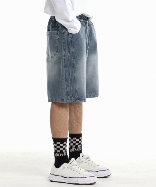 CREAM SODA LAB（クリームソーダラボ）の「サイドトラックショートデニムパンツブルー（その他パンツ・レディース・その他・LARGE/X-LARGE）」の5枚目の写真