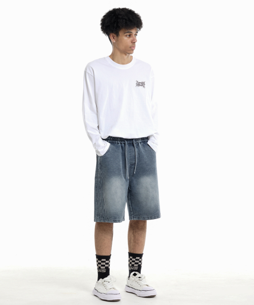 CREAM SODA LAB（クリームソーダラボ）の「サイドトラックショートデニムパンツブルー（その他パンツ・レディース・その他・LARGE/X-LARGE）」の6枚目の写真