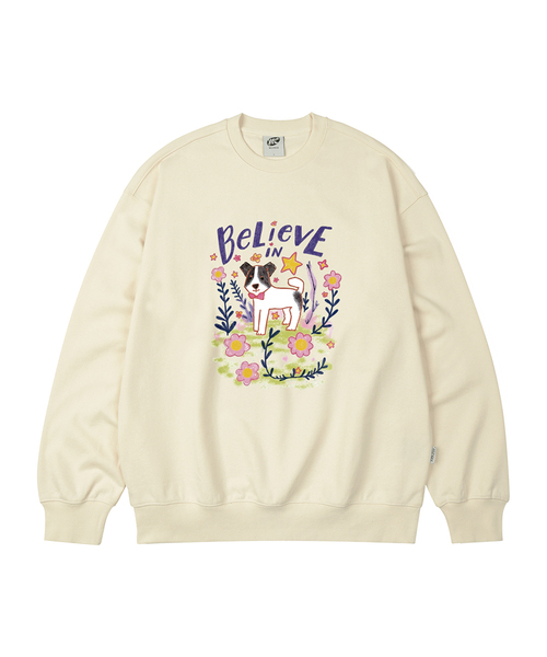 WILDROCK(ワイルドロック)の「フラワーガーデンパピーオーバーサイズスウェット_5COL(スウェット・レディース・ベージュ/ダークグレー/ネイビー/アイボリー/ブラック・SMALL/MEDIUM/LARGE)」の2枚目の写真