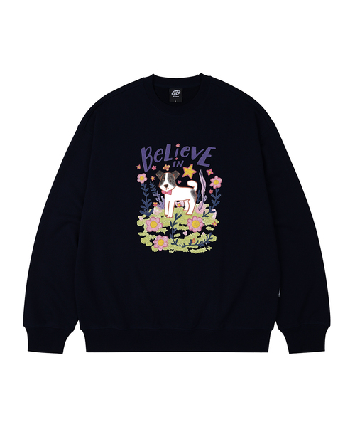 WILDROCK(ワイルドロック)の「フラワーガーデンパピーオーバーサイズスウェット_5COL(スウェット・レディース・ベージュ/ダークグレー/ネイビー/アイボリー/ブラック・SMALL/MEDIUM/LARGE)」の3枚目の写真