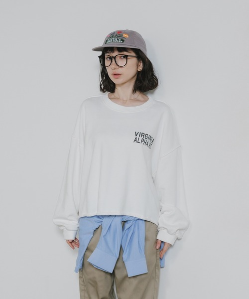 Chick(チック)の「Used Like Print Design Cropped Sweatshirt / ユーズドライク プリントデザイン クロップドスウェット 2026年 夏 夏服(スウェット・レディース・ホワイト/ベージュ・FREE)」の17枚目の写真