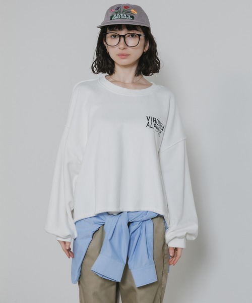Chick(チック)の「Used Like Print Design Cropped Sweatshirt / ユーズドライク プリントデザイン クロップドスウェット 2026年 夏 夏服(スウェット・レディース・ホワイト/ベージュ・FREE)」の13枚目の写真