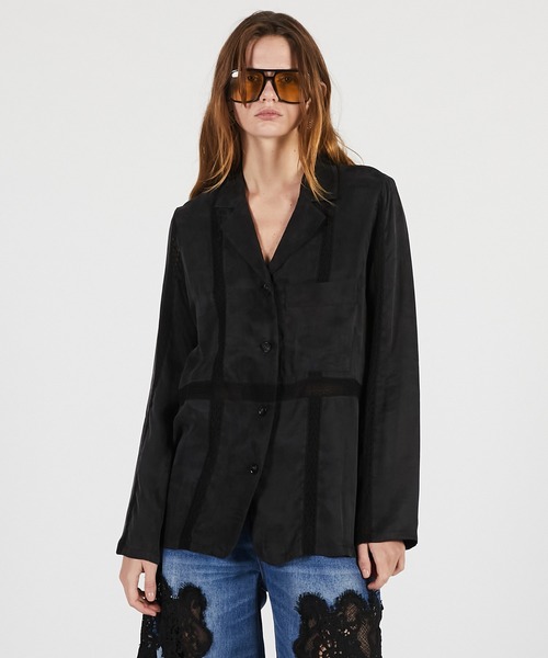 PRANK PROJECT（プランクプロジェクト）の「【2026Summer Pre-Order】ラダーレースシャツジャケット / Ladder Lace Shirt Jacket（テーラードジャケット・レディース・ホワイト/ブラック・FREE）」の2枚目の写真